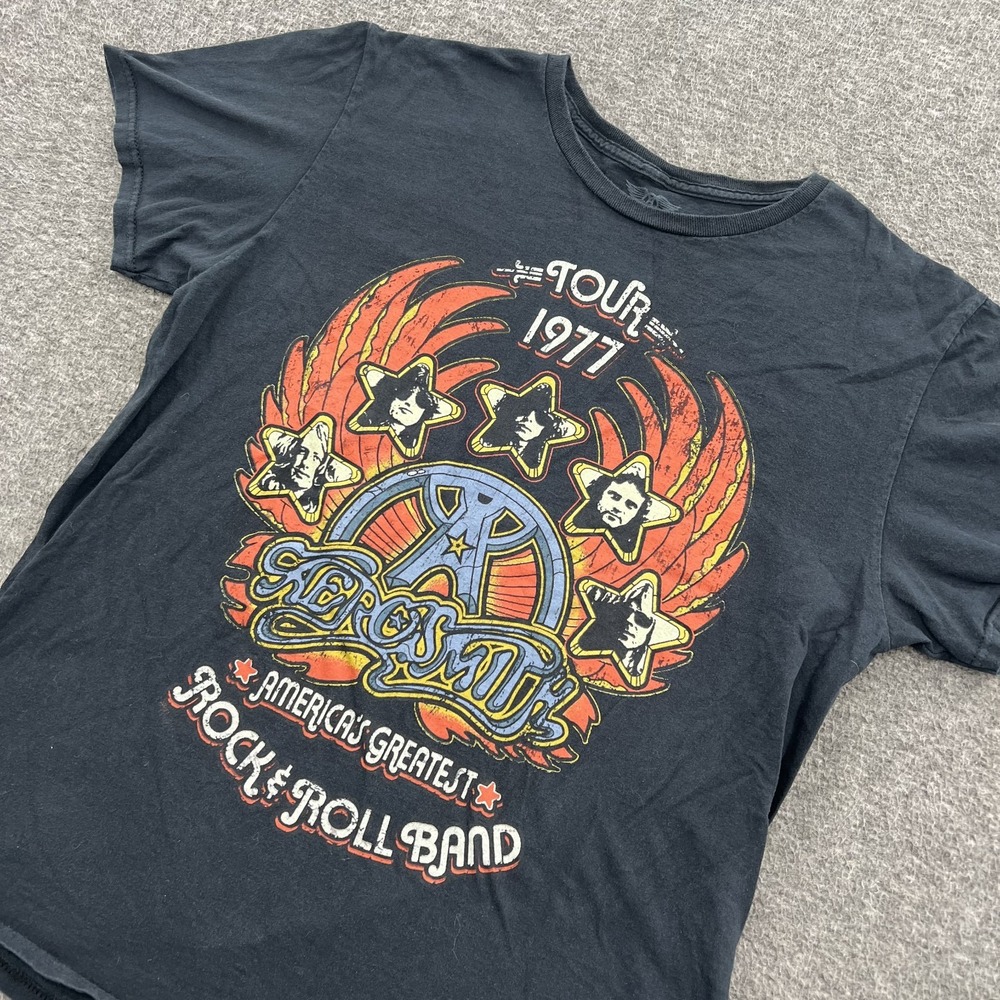 Aerosmith Americas Greatest T Shirt Mens L Tour Band Rock Concert Black SS EUC
